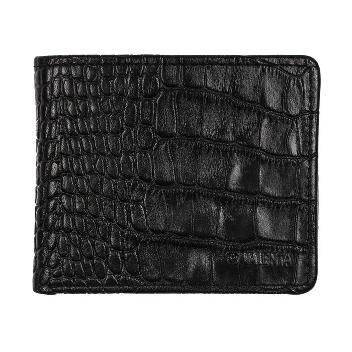Чоловічий шкіряний гаманець Valenta Modo чорний з тисненням крокодил