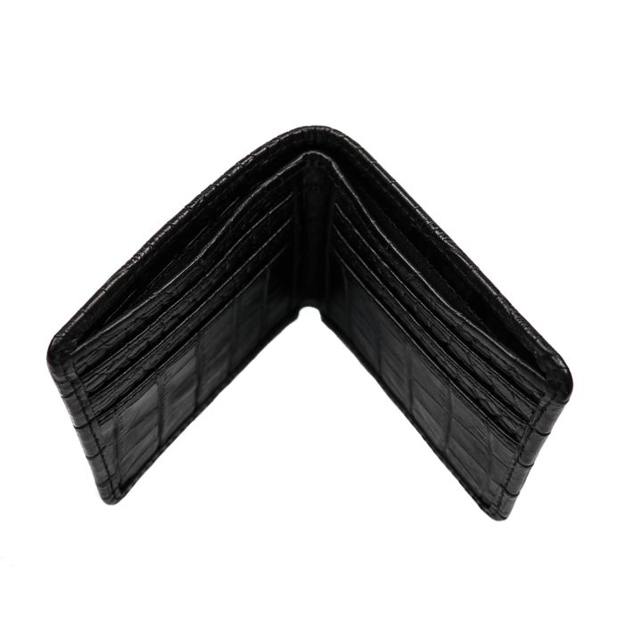 Мужской кожаный кошелек Valenta Modo черный с тиснением крокодил