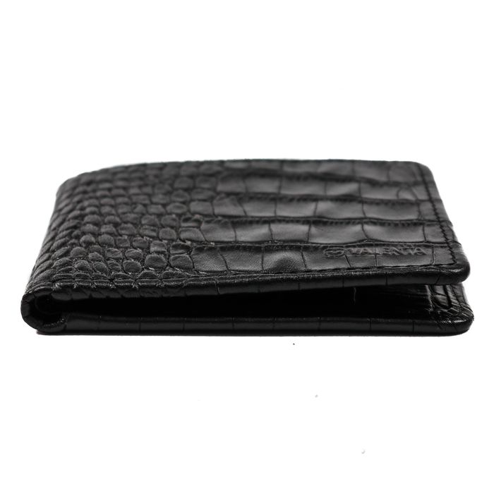 Чоловічий шкіряний гаманець Valenta Modo чорний з тисненням крокодил