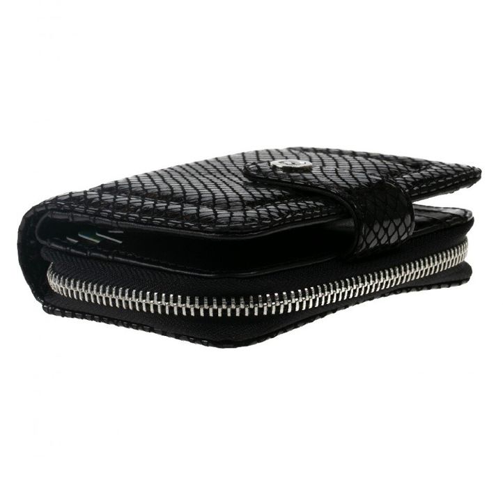 Women's Leather Wallet Double Rich Mini Valenta Black Python
