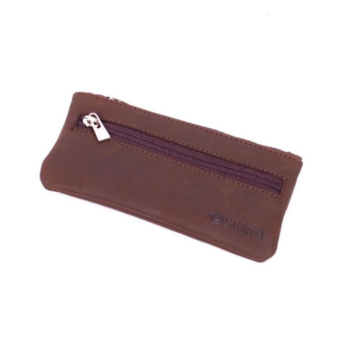 Кожаная коричневая сумочка для ключей Valenta , ХК44610, Коричневый