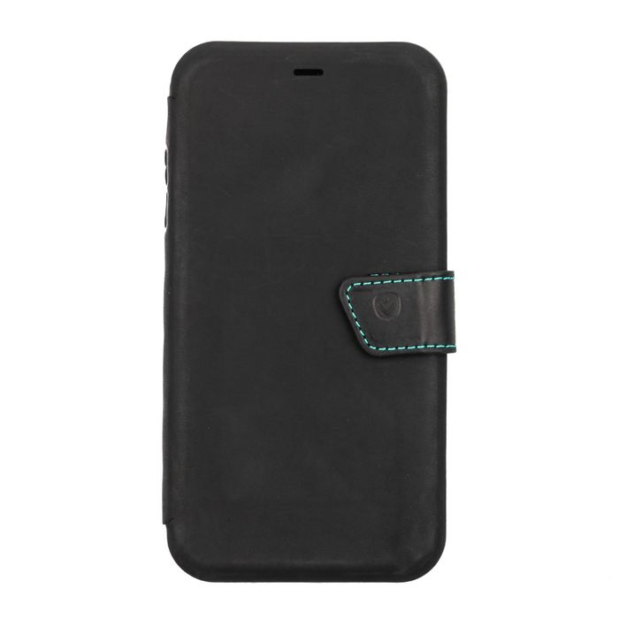 Кожаный чехол-буклет (ракушка) VALENTA для телефона iPhone XS Max Черный, Черный