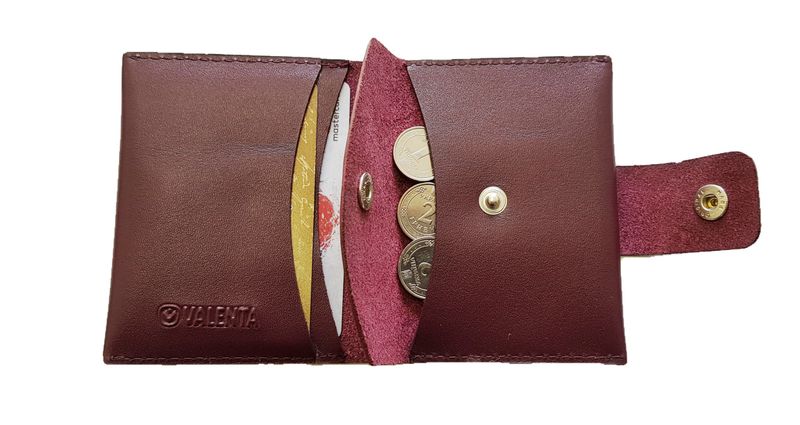 Шкіряний Картхолдер - гаманець для монет Valenta ХР 247 Бордовий Кайзер