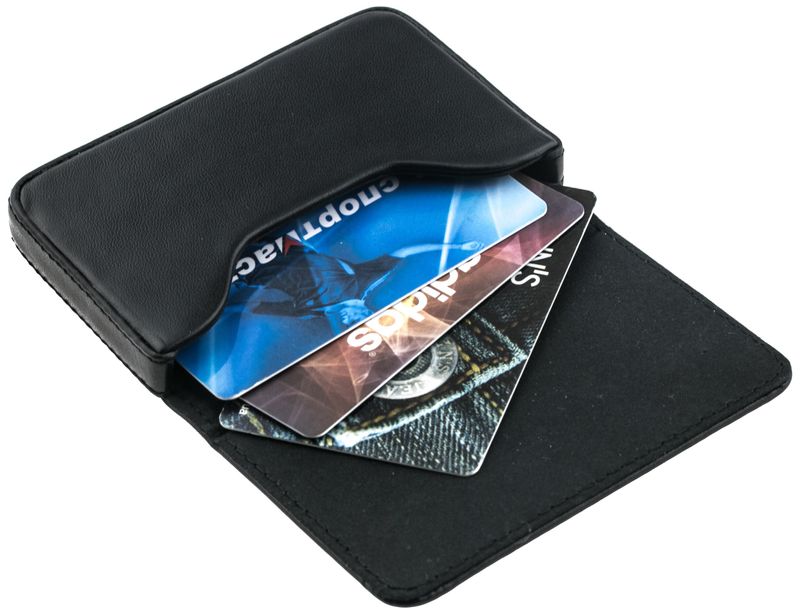 Кожаный футляр Valenta для визитных карточек ОК65 Черный, ОК65111, Черный