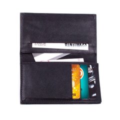 Кожаный футляр для визиток кредиток Valenta, ОК7411, Черный