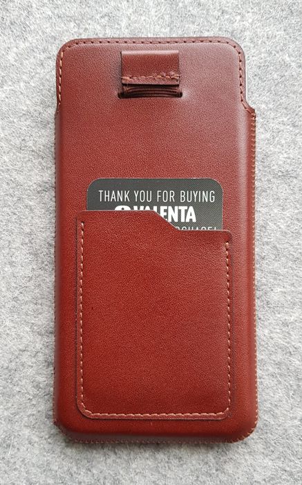 Кожаный чехол-карман Valenta С1347 для телефона (159х78х7,5 мм) Рыжий