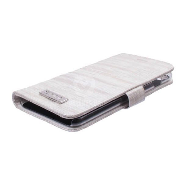 Кожаный белый чехол-книжка Valenta для iPhone 7 Plus/ 7s Plus/ 8 Plus с накладкой лак, White