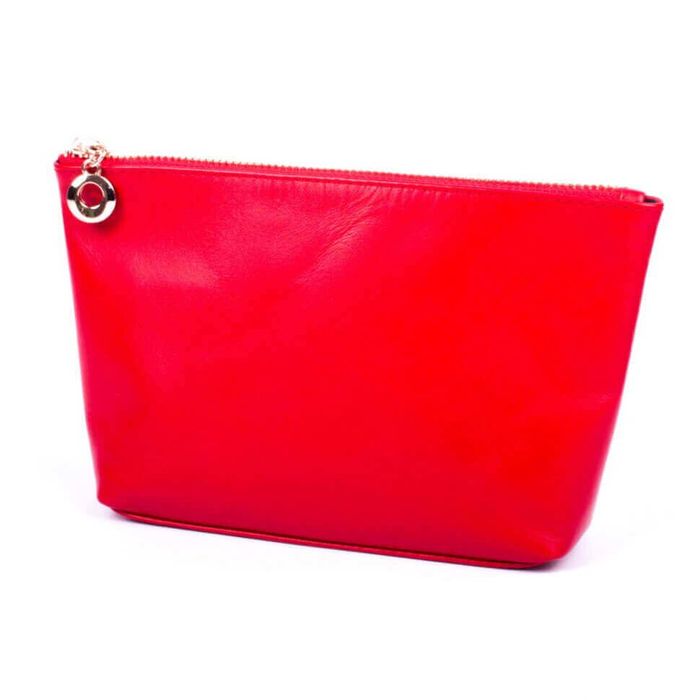 Valenta women's red leather cosmetic bag medium