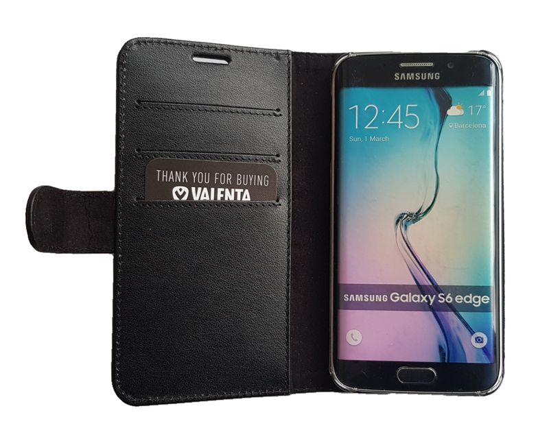 Кожаный чехол-книжка Valenta для Samsung Galaxy S6 Edge, Черный