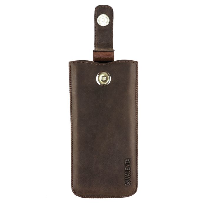 Кожаный чехол-карман Valenta для телефона (143 х 73 х 8,5 мм) Темно-коричневый, Коричневый