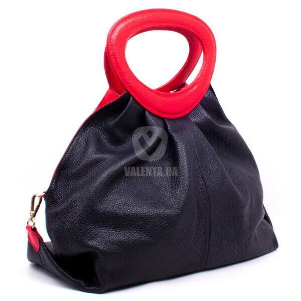 Шкіряна чорно-червона жіноча сумка-кільце Valenta, Темно-синій