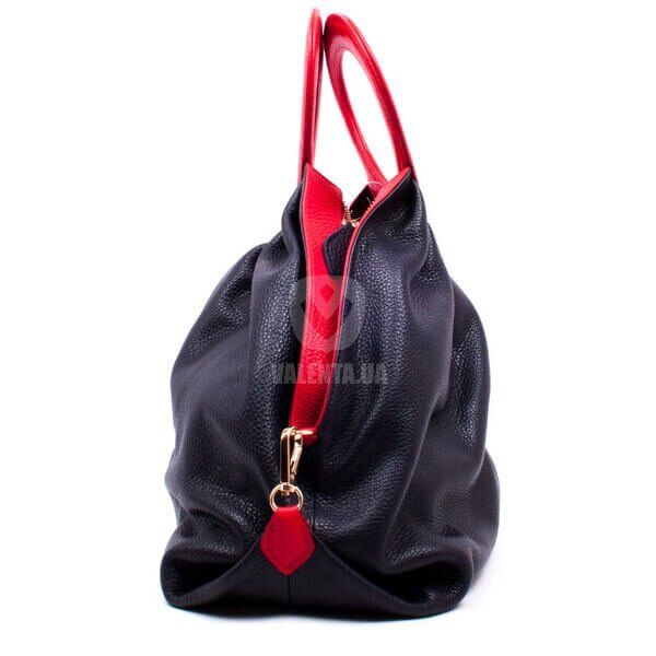 Шкіряна чорно-червона жіноча сумка-кільце Valenta, Темно-синій