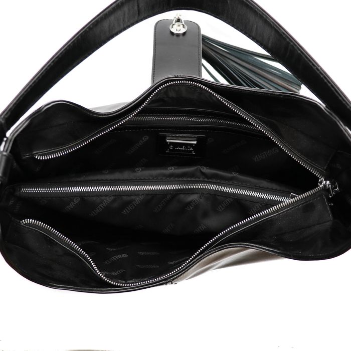Жіноча шкіряна сумка Хобо від VALENTA Чорна, Чорний