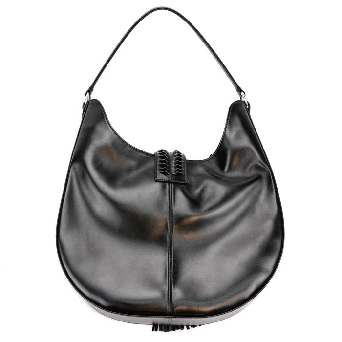 Жіноча шкіряна сумка Хобо від VALENTA Чорна, Чорний