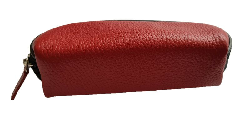 Valenta Small Leather Cosmetic Bag Red, Red