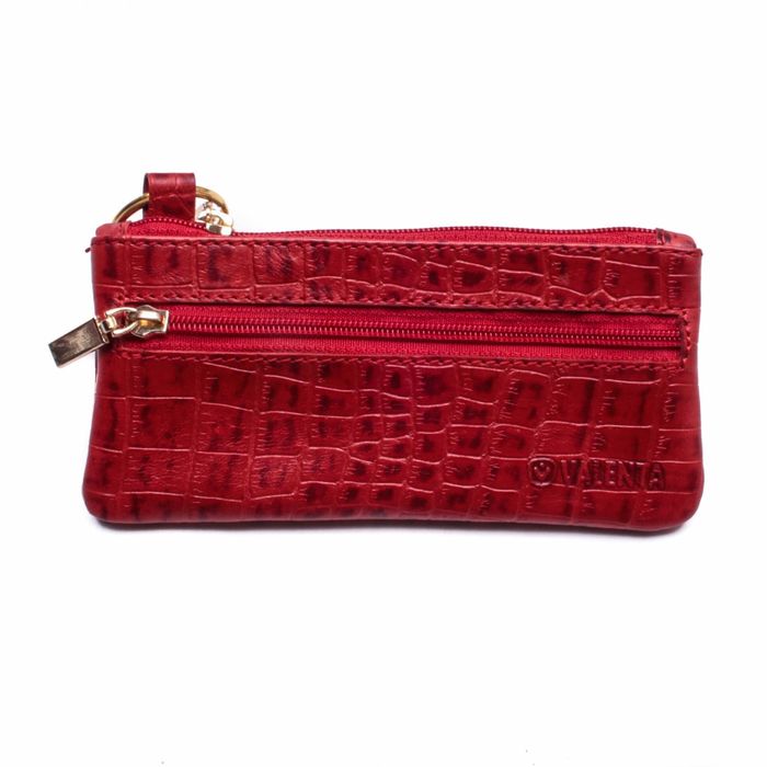 Кожаная сумочка для ключей Valenta кроко, ХК4433, Красный