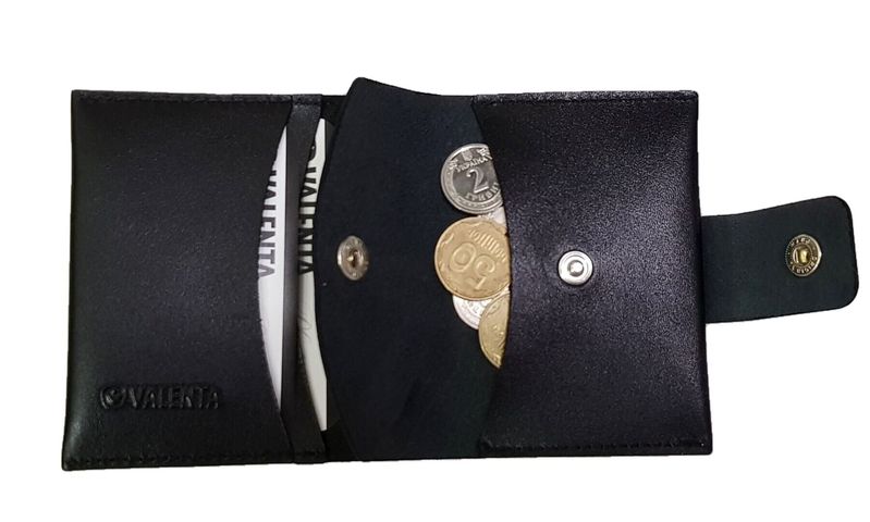 Кожаный мужской кардхолдер - кошелек для монет Valenta ХР247 Черный