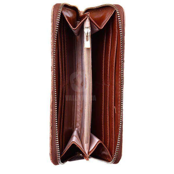 Leather Women's Wallet Rich Valenta Brown Ostrich