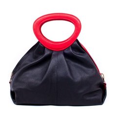 Кожаная черно-красная женская сумка-кольцо Valenta, Black, Red