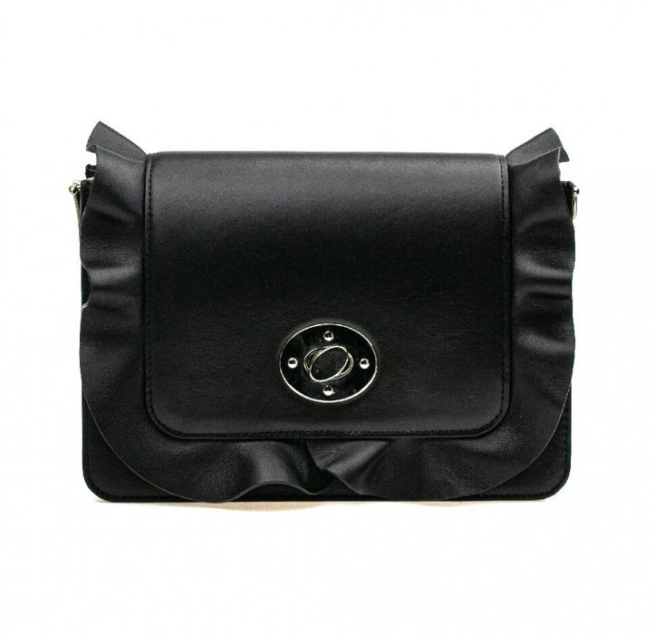 Кожаная женская сумка Valenta с клапаном BE6313 черная, The black