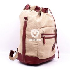Мужская рюкзак-мешок Комби Valenta ткань + коричневая кожа, Коричневый