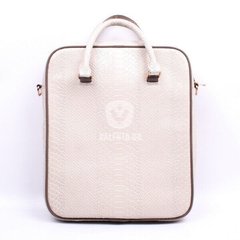 Кожаная женская кремовая деловая сумка Valenta кроко, Білий