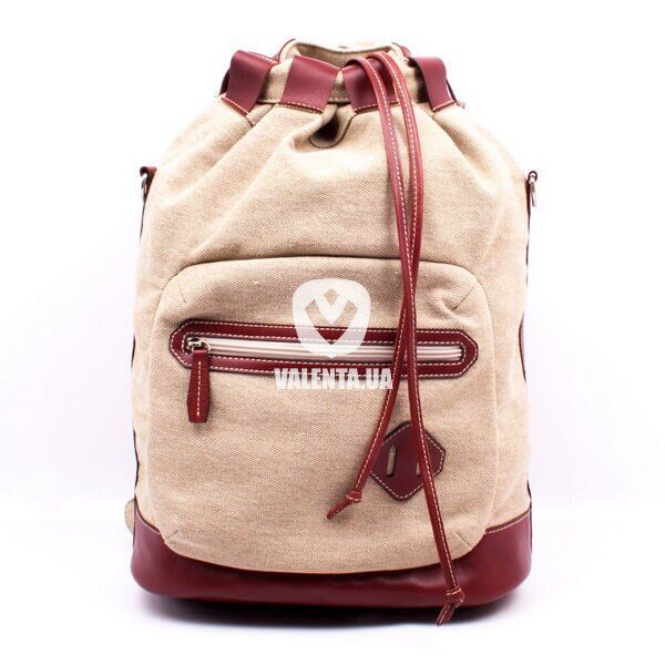 Мужская рюкзак-мешок Комби Valenta ткань + коричневая кожа, Brown