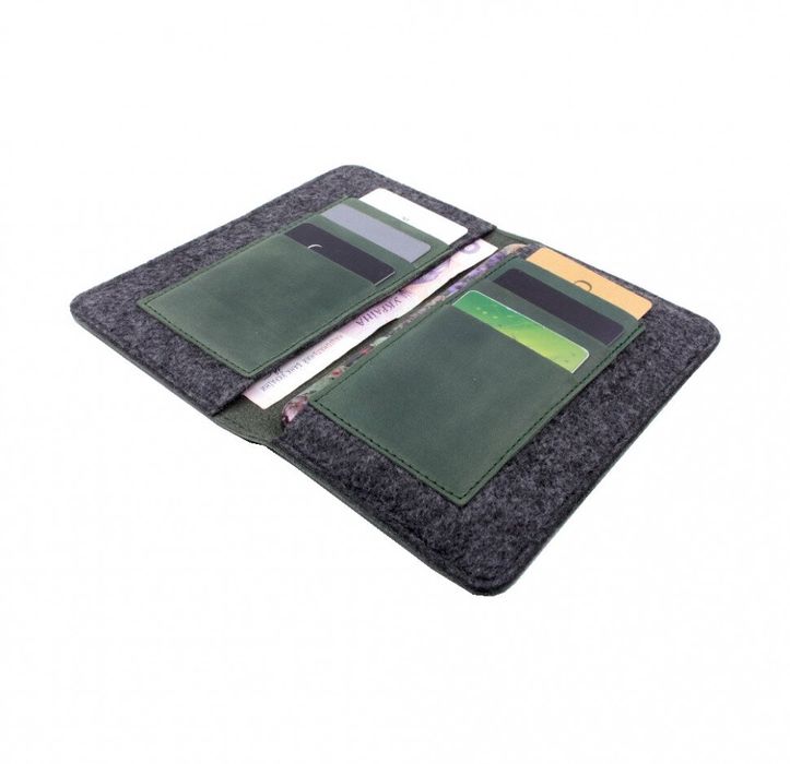 Шкіряний гаманець c відділенням для телефону до 160х85х10 мм Valenta C1153XL Зелений