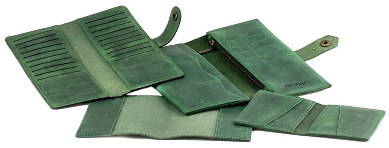 Подарочный набор кожаных аксессуаров Valenta 4 в 1 Зеленый, ПН442, Зелёный