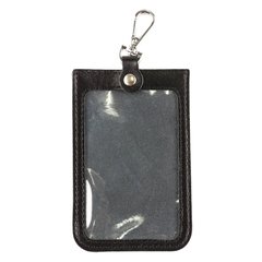 Кожаный черный бейдж для пропуска или удостоверения Valenta, ББ13601, Черный