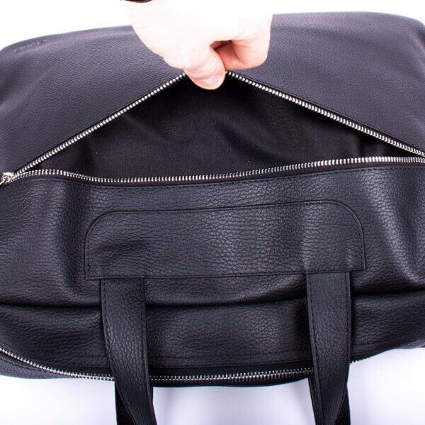 Кожаная мужская деловая сумка Valenta с карманами, The black