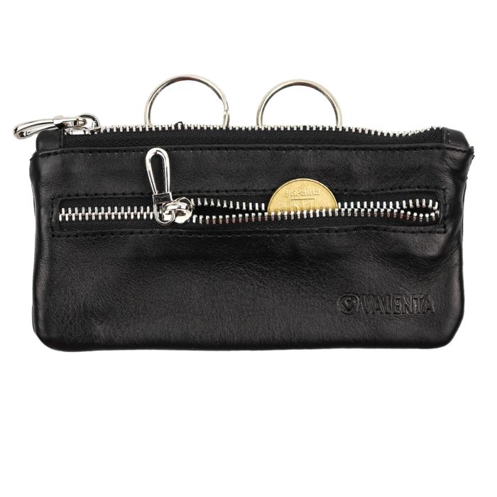 Шкіряна чорна сумочка для ключів Valenta, ХК4411, Чорний