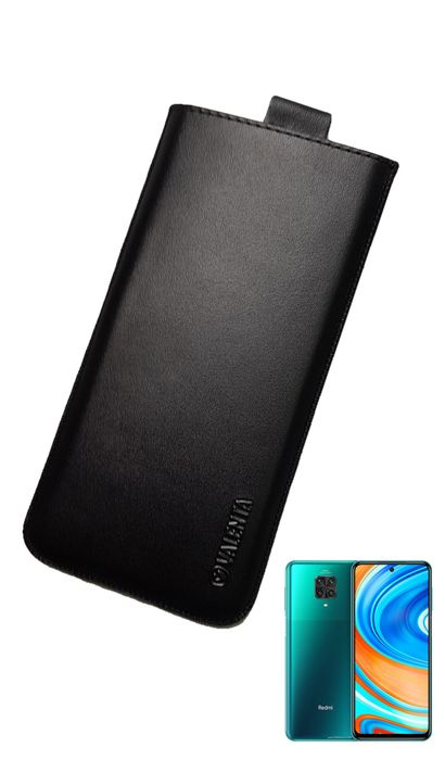 Кожаный чехол-карман VALENTA для Xiaomi Redmi Note 9 Pro Чёрный