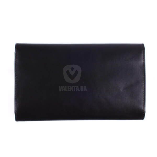 Шкіряний чоловічий чорний гаманець потрійний Valenta