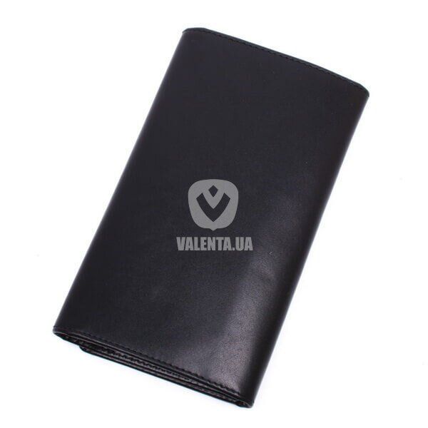 Кожаный мужской черный бумажник тройной Valenta