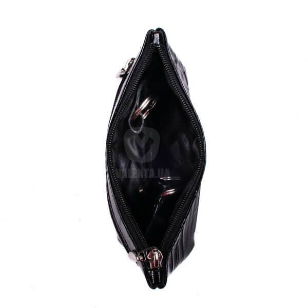 Кожаная черная сумочка для ключей Valenta ХК44 лаковая, ХК44401, Черный