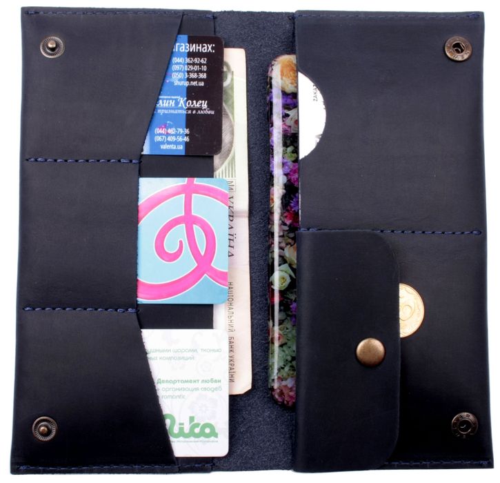Leather blue holder XP184 Valenta for documents and money