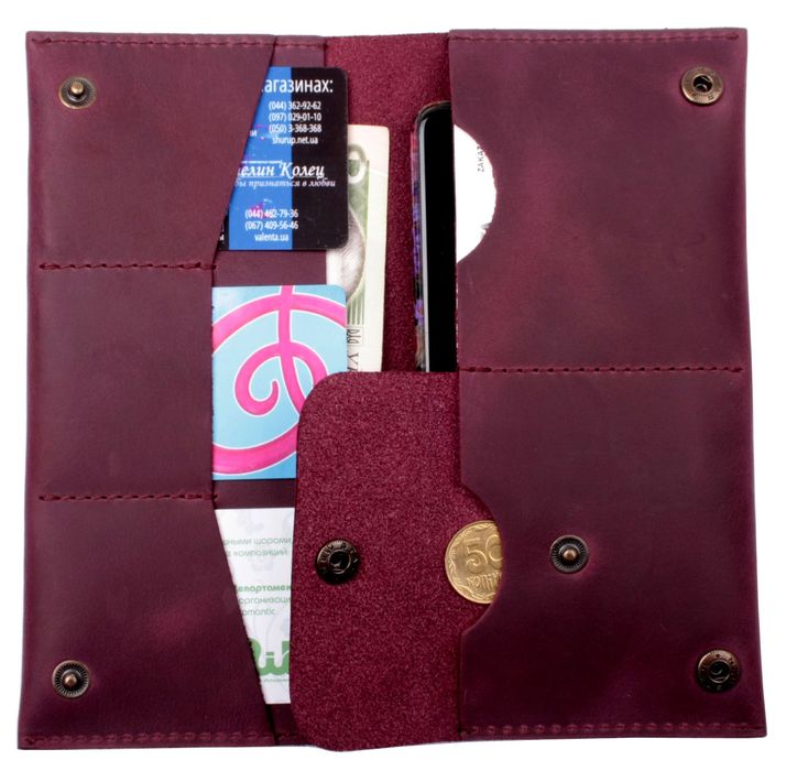 Leather burgundy holder XP184 Valenta for documents and money