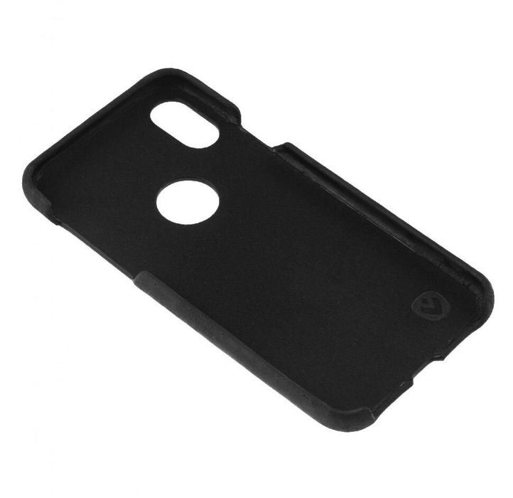 Кожаный чехол-накладка VALENTA для Apple iPhone X с вырезом под лого, Dark blue
