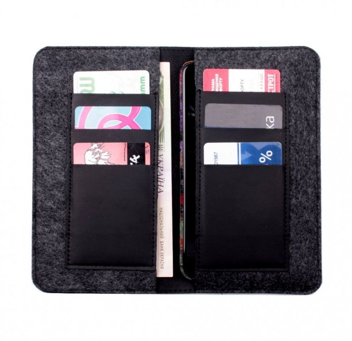 Шкіряний гаманець c відділенням для телефону до 160х85х10 мм Valenta C1153XL Чорний