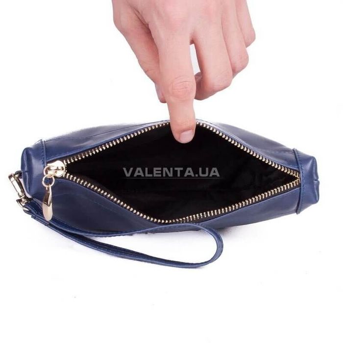 Women's leather cosmetic bag blue Valenta large