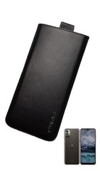 Кожаный чехол-карман VALENTA для телефона Nokia G11 Чёрный, The black