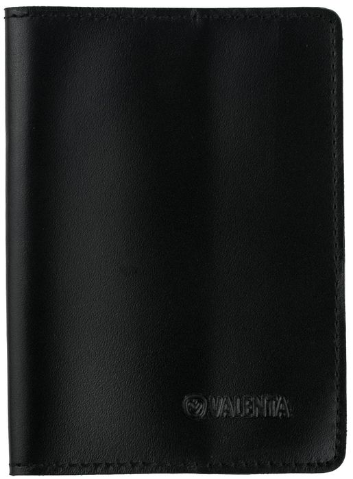 Шкіряна чорна обкладинка для паспорта Valenta, ОУ199541, Чорний