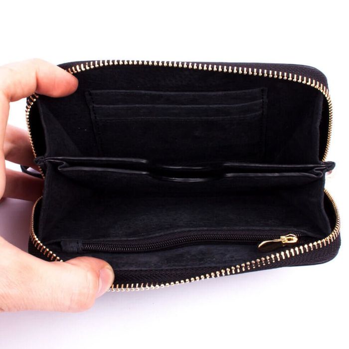 Valenta Leather Black Wallet with Phone Compartment up to 4.3 ''