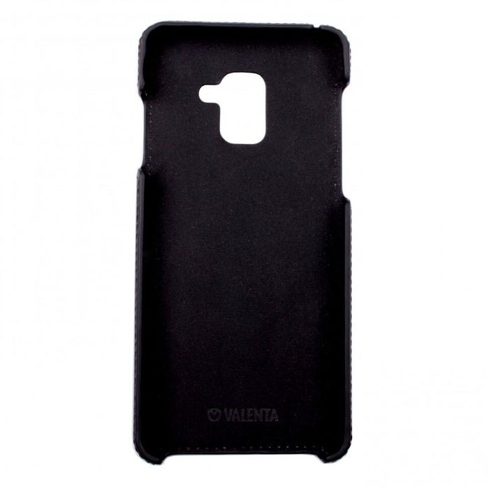 Кожаный чехол-накладка Valenta для телефона Samsung Galaxy A8 Plus 2018, The black