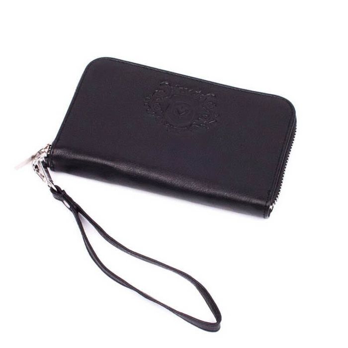 Кожаный черный кошелек Valenta с отделением для телефона до 4,3 дюйма