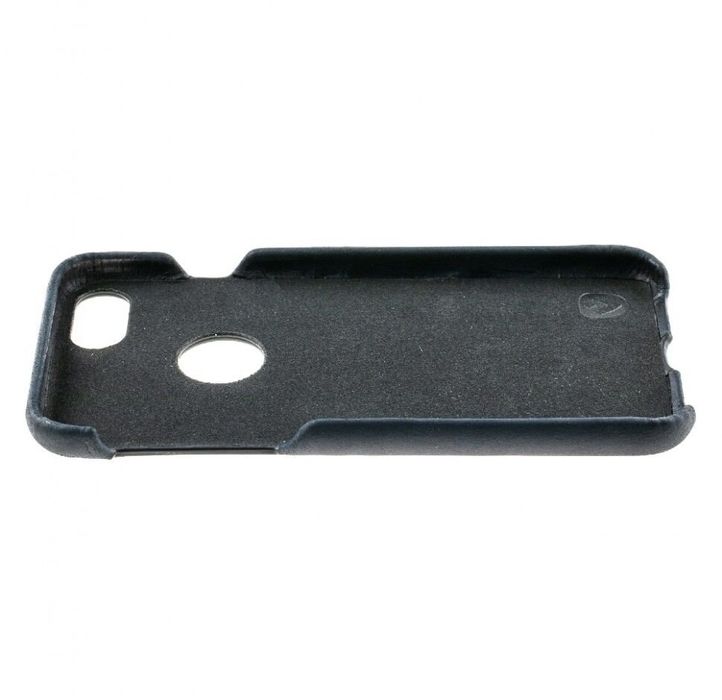 Кожаный чехол-накладка VALENTA для телефона iPhone 7/8 с вырезом под лого Синий, Темно-синий