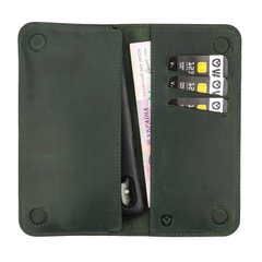 Шкіряний чохол-гаманець Valenta Libro з відділенням для телефону до 170x86x15 мм. Зелений, Зелений