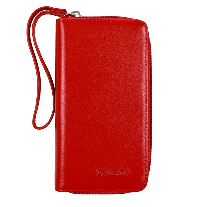 Универсальный кожаный футляр Valenta на молнии размер XL, Red