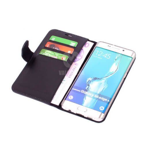 Кожаный чехол-книжка Valenta для Samsung Galaxy S6 Edge Plus, The black